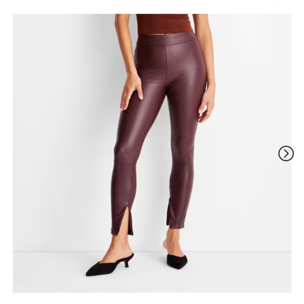 Target Burgundy Split pleather pant XS
